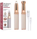 ENINAS 2-in-1 Eyebrow Trimmer for Women - Facial Hair Remover Machine For Women - Face,Upper Lips,Cheek, Chin and Nose Hair Remover, USB RECHARGEABLE Epilator With Ring Light, (Rose Gold)