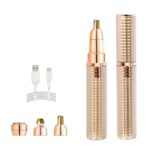 ENINAS Eyebrow Trimmer for Women, 3 in 1 Rechargeable Facial Hair Remover with Replaceable Heads, Professional Painless Personal Hair Removal Eyebrow Razor with Indicator Lights, (Brown)