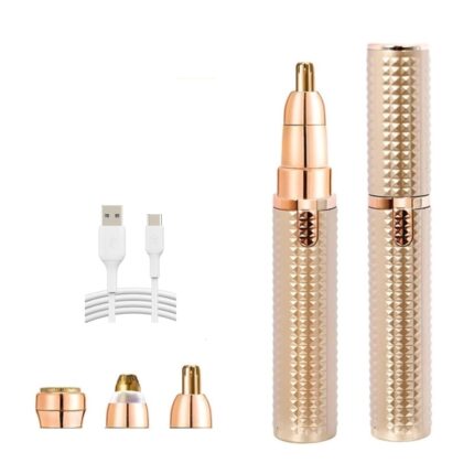 ENINAS Eyebrow Trimmer for Women, 3 in 1 Rechargeable Facial Hair Remover with Replaceable Heads, Professional Painless Personal Hair Removal Eyebrow Razor with Indicator Lights, (Brown)