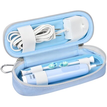 Electric Toothbrush Case Bag Compatible with Oral-B Smart 1500/ for Pro 1000 2000 3000/ for Philips Sonicare ProtectiveClean 4100 5100 6100, Storage Holder Cover for Accessories (Box Only) - Blue