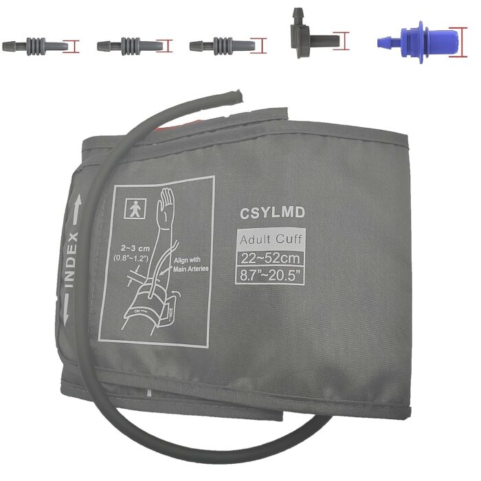 Extra Large Blood Pressure Cuff (5.9"-9.5" | 8.7"-12.6" | 8.7"-20.5") - XL Replacement BP Cuff for Big Arms, Compatible with Omron BP Monitors, Adult Cuff Only… (Large + 5 Connectors)