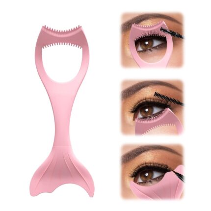 Eyeliner Stencils Pencil Silicone Reusable Clean Winged Liner Mascara Shield 3 in 1 Eyelashes Tools Mascara Shield Applicator Guard for Beginners (Pink)