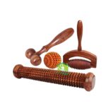 FA INDUSTRIES® Wooden Rod massager (12 x 2.5 cm), T-massager (7 x 6 cm), Ball massager (2 x 2 cm), Face massager for Pain Relief (5x2.5 cm) (Set of 4) (Only Massager Manufacturering)