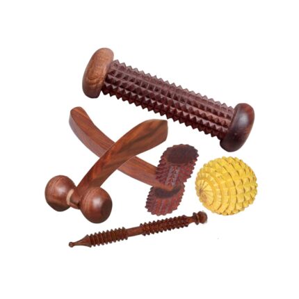 FA INDUSTRIES® Wooden Rod massager for Foot (7x2) In, Wooden Neck massager (6x3) In, face massager (5x2.5) In, wooden Ball massager (2x2) In, wooden Jimmy massager (5x1) In