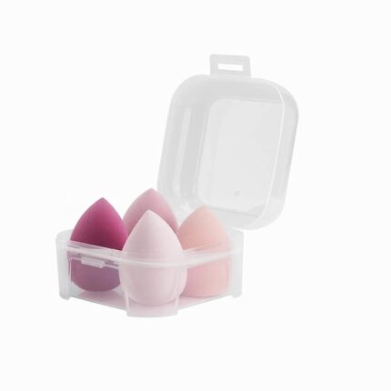 FAMEZA 4 Pcs Makeup Sponges Sets of 2, Beauty Blender Set with Case Box, Foundation Blending Sponge for Liquid Makeup, Powder, Cream, Concealer, Wet & Dry Use Face Blenders Sponge (Pink Series)