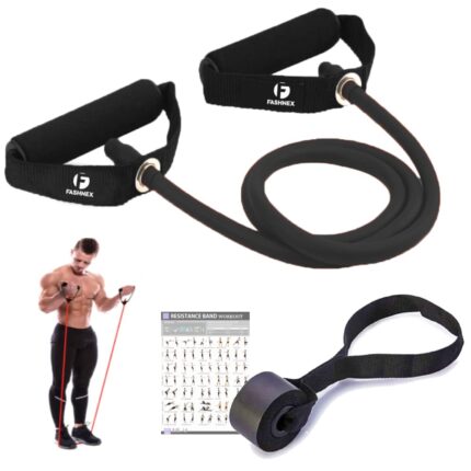 FASHNEX Resistance Tube with Foam Handles for Stretching, Mobility, Weight Training. The Toning Tube Resistance Band is for Home Workout for Men/Women. (As per Image) ,Natural Rubber;Foam