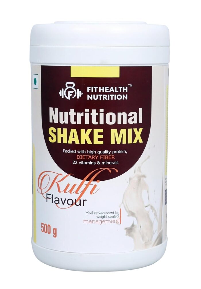 FIT HEALTH NUTRITION Shake Mix Kulfi Flavour for Weight Management Plant-Based Protein | Faster Musle Recovery | 500g, Pack of 1