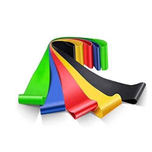 FLEXFITNESS Resistance Bands Exercise Workout Bands Set of 5 for Women and Men- Yoga Bands, Mobility Workouts, Gyms, Warm-Up, Recovery, Red/Blue/Green/Yellow/Black, 5 resistance levels