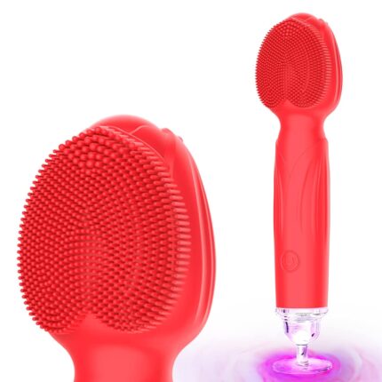 Face Cleansing Brush, Electric Facial Cleansing Brush with Light Massage, 7 Speed Modes Silicone Face Scrubber, Waterproof Sonic Vibration Deep Cleansing and Exfoliating