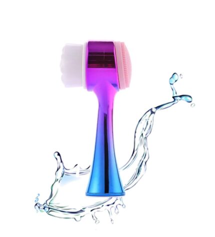 Facial Cleansing Brush 2 in 1Double-Sided Facial Cleaning Brush with Soft Bristles for Deep Pore Exfoliation, Wash Makeup, Massaging (Blue)