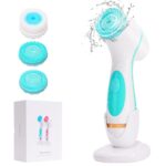 Facial Cleansing Brush,Electric Face Scrubber with 3 Brush Heads for Cleansing and Exfoliating,3 in 1 Waterproof Rechargeable Face Cleansing Brush for Dry Oily Sensitive Skin (Blue)