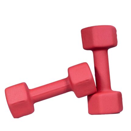 Fit Fusion® Red Neoprene Dumbbell Set for Home Gym Workout | Non-Slip Coated Dumbbells for Strength Training, Aerobics, Weight Loss & Full Body Exercise – (Pair) 5KG