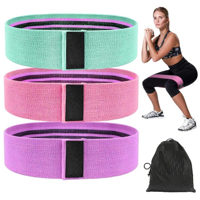 Fitfix® Fabric Resistance Band - Loop Hip Band for Women & Men for Hip, Legs, Stretching, Toning Workout. Mini Loop Booty Bands for Glutes, Squats Exercise Usable in-Home & Gym. (Set of 3)