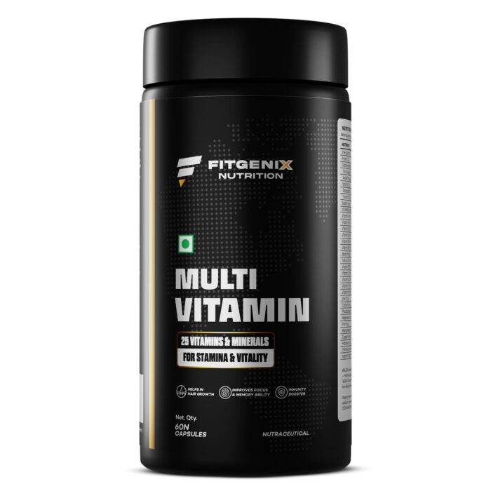 Fitgenix Nutrition Multivitamin with 25 Vitamins & Minerals | 60 Capsules | Zinc | Vitamin C | Vitamin D | Multiminerals | Enhances Energy | Helps in Hair Growth | Immunity Booster