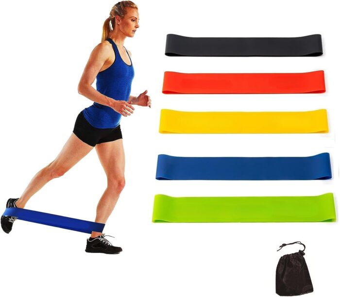 Fitrxx Resistance Loop Exercise Bands for Working Out Elastic Workout Band for Women & Men Home Gym Yoga Stretching Strength Training Exercise Equipment Essentials Fitness Accessories, Set of 5