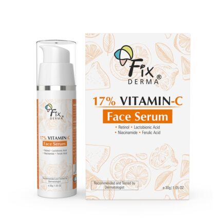 Fixderma 17% Vitamin C Face Serum for Glowing Skin | Retinol Face Serum | Skin Brightening Vit C Serum for Women and Men | Anti Aging Night Face Serum | Niacinamide Serum - 30g