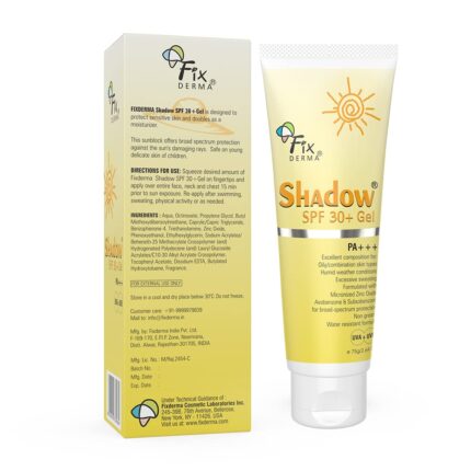 Fixderma Shadow Sunscreen SPF 30+ PA+++ Gel Broad Spectrum Sunscreen For UVA & UVB Protection For All Skin Type | No White Cast I Shadow Gel For Women & Men I 75 gm (Pack of 1)