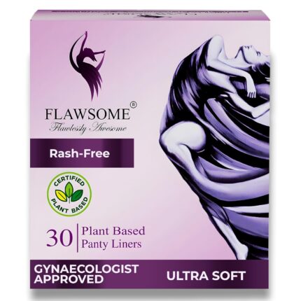 Flawsome Panty Liners for Women & Girls, (Pack of 30) | Soft, Rash-Free,Toxin-Free, Unscented, Perfect For White Discharge & Light Spotting |Protection Against Leakage, Discharge & Rashes| Eco-Friendly