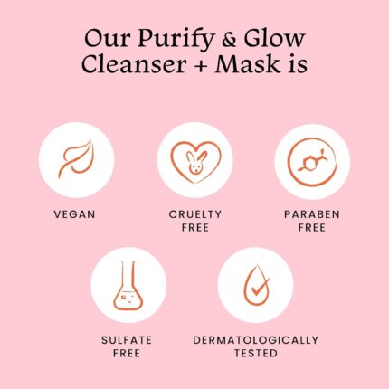 Foxtale Purify & Glow Cleanser + Clay Mask - Deep Cleanses Pores, Exfoliating Glow Facial, Instantly Gives Bright Skin, For Normal, Oily and Combination Skin, Men & Women - 100ml