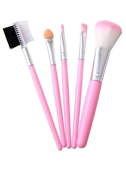 Frippe Makeup Kit - 5 Pink Brushes, 3in1 Combo, 36H Eyeliner, Kajal, Compact, Lipstick, Fixer, Primer, Contour, Foundation, 3 Makeup Puffs