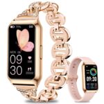 GADIXY Fitness Tracker,Smart Watch with 24/7 Heart Rate/Step/Calories,Activity Tracker,Aluminium Case,Blood Oxygen Sleep Monitor Health Tracker,IP68 Fitness Watches for Women Android&iOS Gold+Pink