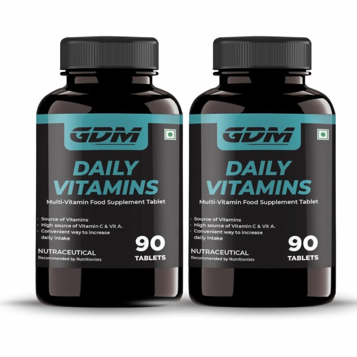 GDM Daily Vitamins - Multi-Vitamin Food Supplement Tablets | Boost Energy & Metabolism | For Men & Women - 180 Tablets