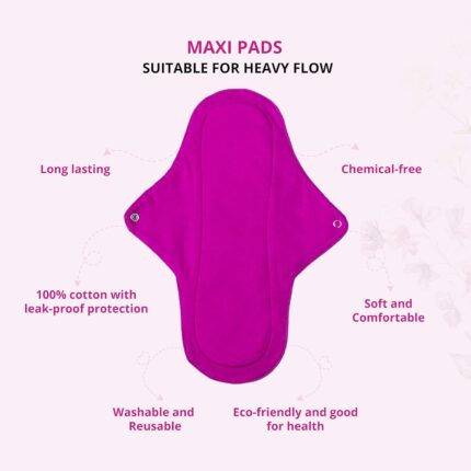 GIOCARE Reusable Cloth Pads | Women's Cotton Cloth Pad | Washable Maxi Cloth Period Napkin | Cloths Sanitary Napkins | Eco-friendly Periods Pads | Heavy Flow & Leak Proof Hygiene Protection | Pack-4