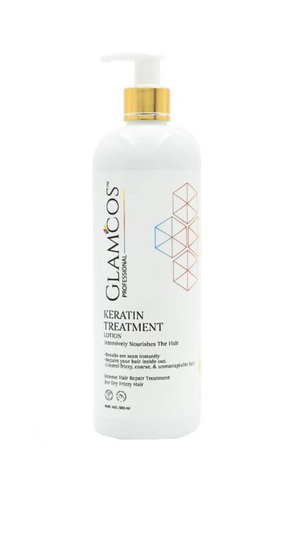 GLAMCOS PROFESSIONAL Keratin hair Treatment lotion, 500ml Intensively Nourishes The hair, Repairs Your hair Inside Out, Control Frizzy Coarse & Unmanageable Hair, Intense hair repair Treatment for Dry Frizzy Hair