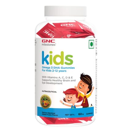 GNC kids Omega 3 DHA Gummies For 2-12Y | 60 Gummies | Brain Development | Eye Health & Vision | Focus & Memory Retention | Immune Health | Overall Growth & Development | Mix Fruits Flavor| Formulated In USA