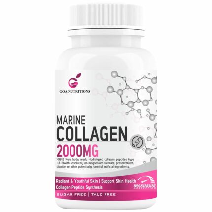 GOA NUTRITIONS Collagen Powder for Women & Men, With Hyaluronic Acid, Biotin & Vitamin C, B12 Supplements, Marine Collagen Peptides Type 1,2,& 3 Hydrolyzed Protein Care Builder Supplement -90 Tablets