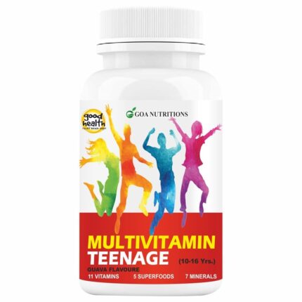 GOA NUTRITIONS Multivitamin For Kids Supplement With Vitamin C A D (as d3) E B12 Zinc Supplements for Kid's Growth, Strong Bone, Teeth Health & Immunity -60 Tablet Chewable (no gummies 10-16 years)