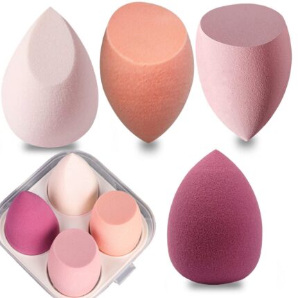 GOLD MAX Makeup Sponge Set Beauty Blender with Egg Case, Soft Sponge For Liquid Foundation, Creams, and Powders,Latex Free Wet and Dry Makeup (Pink Series)
