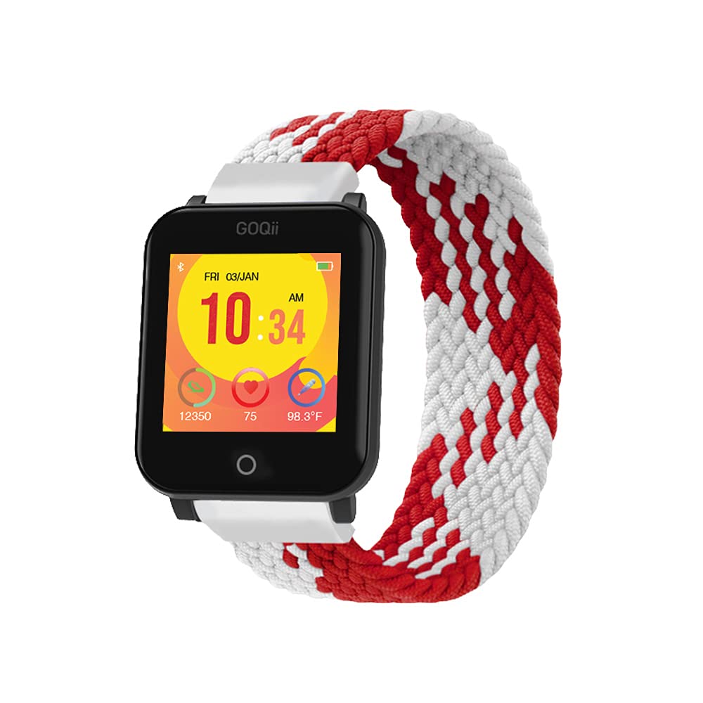 GOQii Smart Vital Junior for Kids Fitness, SpO2, Body Temperature and Sleep Tracker with 3 Months Personal Coaching Subscription (Cherry and Cream)