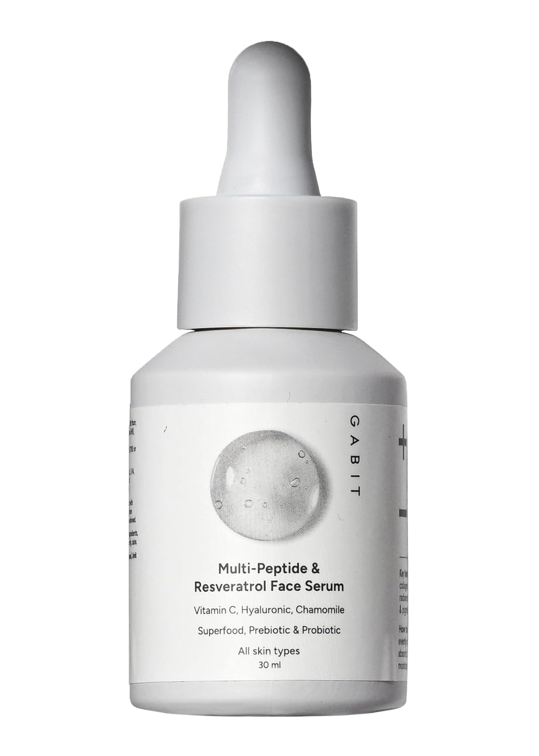 Gabit Multi-Peptide & Resveratrol Pro-ageing Serum For Wrinkles, Fine Lines, Dark Spots | Boosts Collagen | Normal, Oily, Dry, Sensitive Skin Types |Vit-C, Hyaluronic, Chamomile |For Women & Men, 30 ml