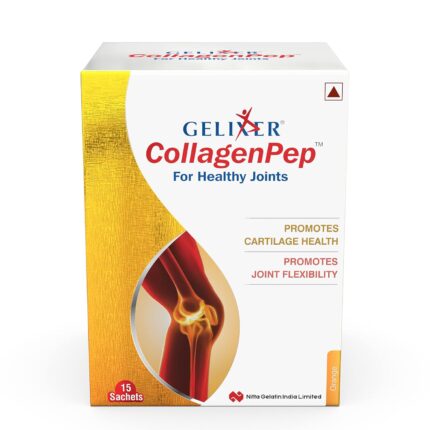 Gelixer CollagenPep Proven, Premium Japanese Collagen for Joint Pain due to Osteoarthritis - (150g - 10x15 Sachets) - Orange Flavour