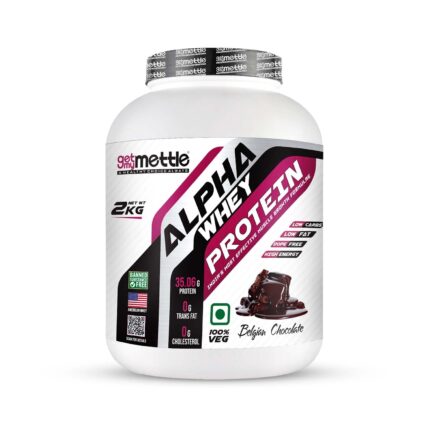 Getmymettle Alpha Whey Protein - 35g Protein Per Serving, 2Kg - Belgian Chocolate Flavor, Fast Absorption, Muscle Growth, Weight Gain, BCAA Rich, Ideal for Athletes & Bodybuilders