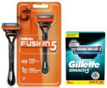Gillette Fusion Manual Razor, 1 Pc & Mach 3 Shaving Blades- Pack of 16 (Cartridges), For Men