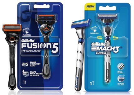 Gillette Fusion Proglide Razor for Men for Perfect Shave and Perfect Beard Shape & Gillette Mach3 Turbo Men’s Razor with Flexball Technology