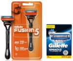 Gillette Mach Turbo 3 Shaving Blades- Pack of 10 (Cartridges) & Gillette Fusion Manual Razor for Men for Perfect Shave and Perfect Beard Shape
