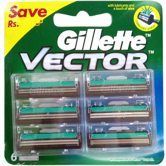 Gillette Men Vector Cartridges-Twin Blade, 6 Pieces Pack