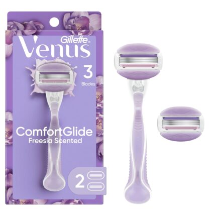 Gillette Venus 2-in-1 Razor with Built-in Shave Gel, Metallic, 2 Blades, Women's Razor