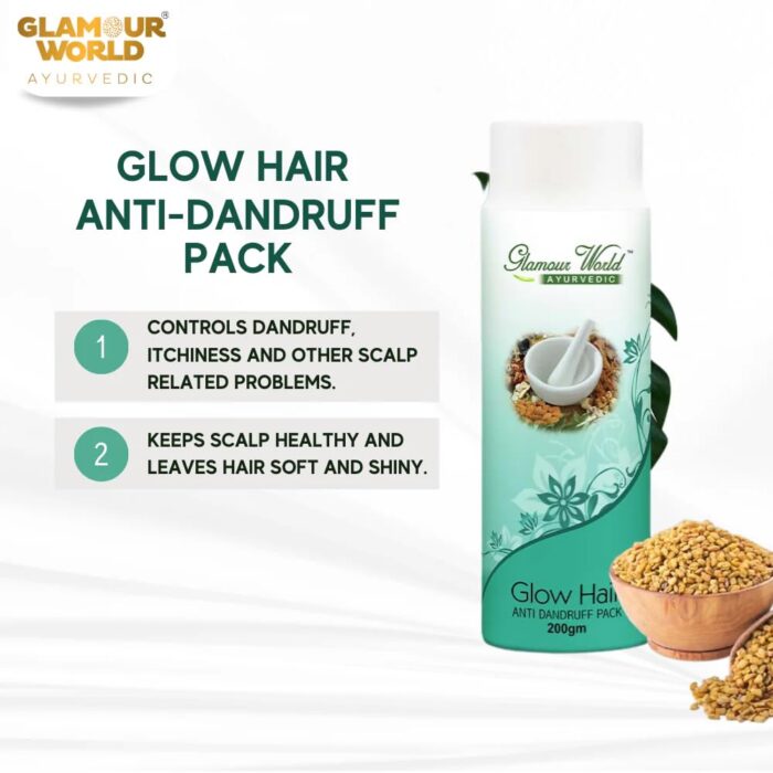 Glamour World Ayurvedic Glow Hair Anti-Dandruff Pack|Controls dandruff, itchiness and other scalp related problems |Enriched with Methi, Heena, Neem, Orange peel,