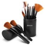 Glamzone Travel Makeup Brushes Set with Case, 12pcs Professional Make Up Brush for Foundation Blush Powder Eyeshadow Blush Eyebrow Lip Etc. Portable Storage Box, Best Gift Kit (Black)