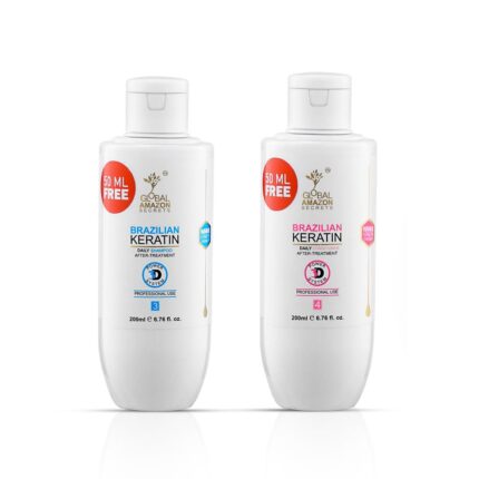 Global Amazon Secrets Brazilian Keratin Shampoo and Conditioner combo 250ml each (Pack of 2) | Professional Smoother-Shinier Damage free Hair | Deep nourishment | Controls Frizz | Sulphate & Paraben Free |