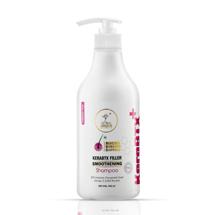 Global Amazon Secrets KeraBTX+ Smoothening Shampoo | After botox & Keratin treatment | Btx Infusion, Fenugreek, Omega 3 & BioKeratin | Sulphate Free | Paraben Free (500ml)
