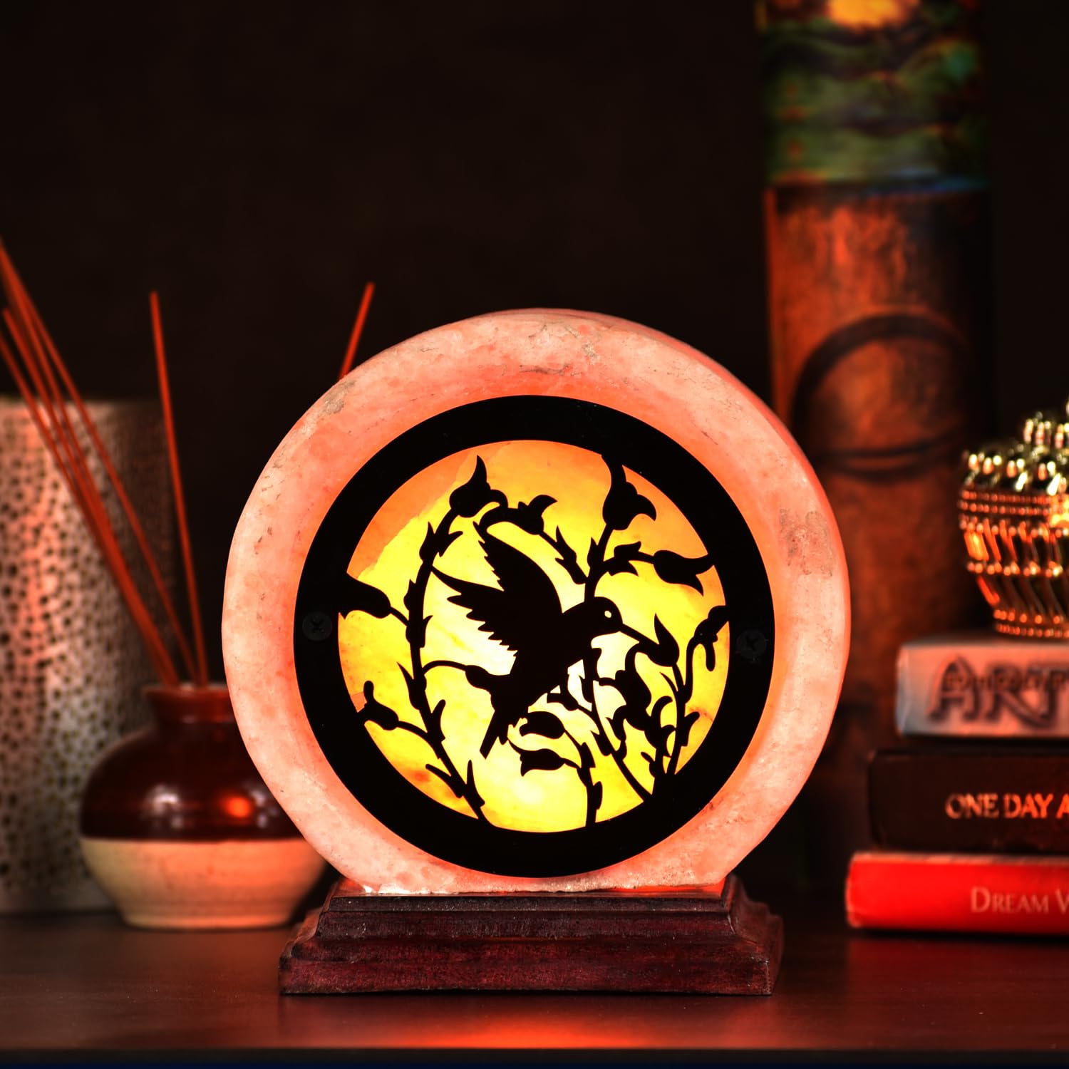 Global Aroma 3D Nature Life Himalayan Rock Salt Lamp for Vastu, Feng Shui, Healing, Peace & Harmony, Gifting (Natural/Orange)