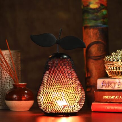 Global Aroma Black Pear Shape Himalayan Rock Salt Lamp for Positive Energy, Vastu, Healing, Harmony, Purification, Best Wellness Gifting Option