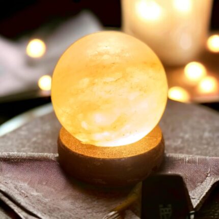 Global Aroma Globe Shape Crafted Rock Salt LED Lamp for Positive Energy, Vastu, Healing, Harmony, Purification, Best Wellness (Height-10CM)