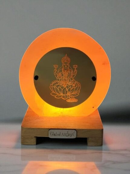 Global Aroma Himalayan Rock Salt Lamp with Laxmi Ji Design on Acrylic Plate