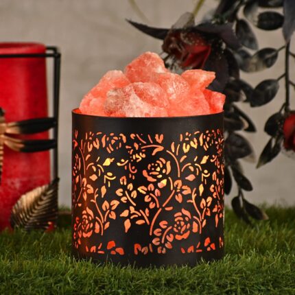 Global Aroma Himalayan Rose Votive Brown Rock Salt Lamp for Positive Energy, Vastu, Healing